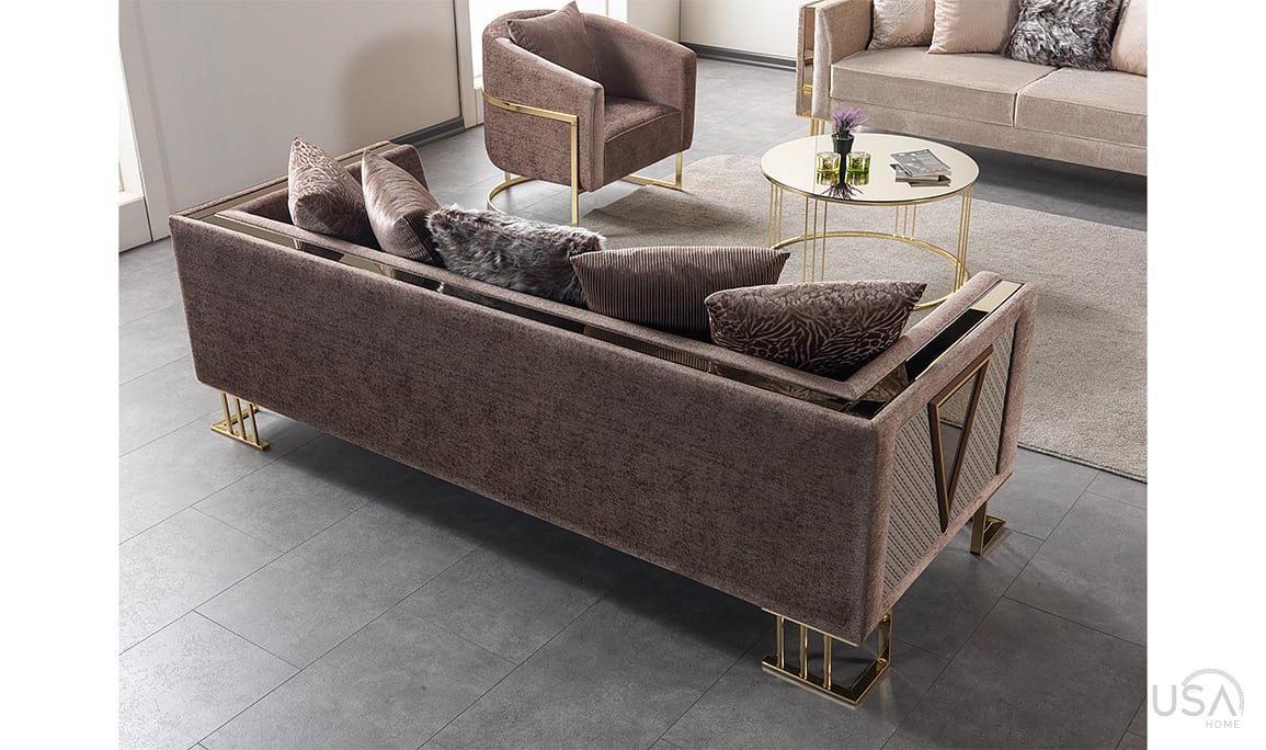 Medusa Home Mobilya - Bahar Luxury Kahve Üçlü Koltuk
