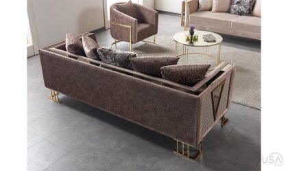 Medusa Home Mobilya - Bahar Luxury Kahve Üçlü Koltuk