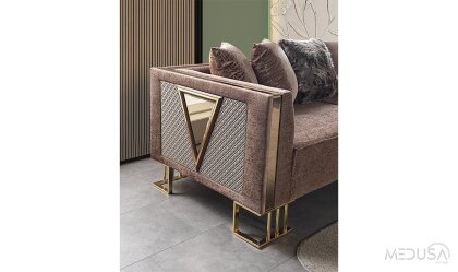 Medusa Home Mobilya - Bahar Luxury Kahve Üçlü Koltuk