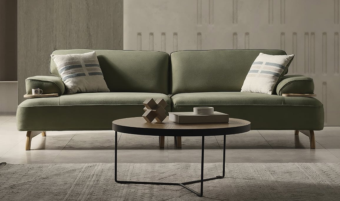 Medusa Home Mobilya - Banco Spring Yeşil Üçlü Koltuk