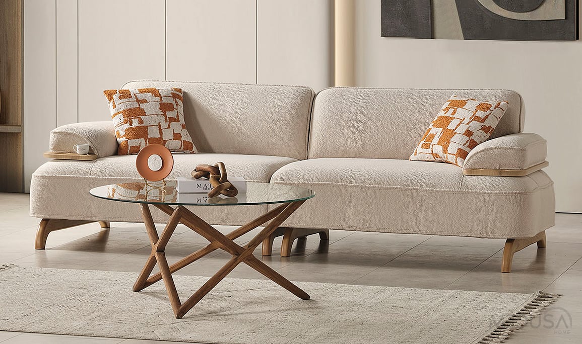 Medusa Home Mobilya - Banco Sunset Bej Üçlü Koltuk