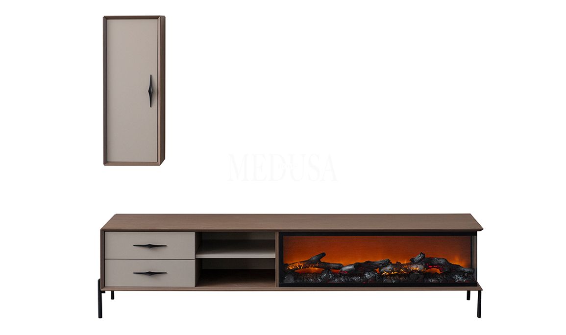 Medusa Home Mobilya - Barcelona Kahve Şömineli Tv Ünitesi