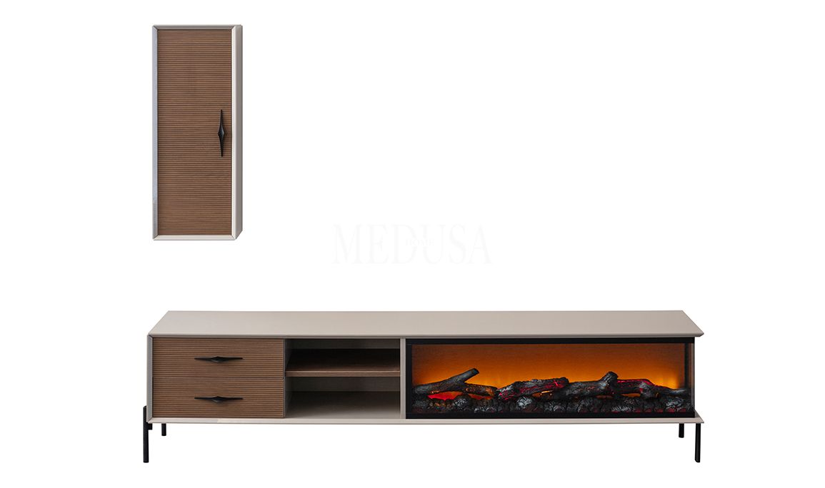 Medusa Home Mobilya - Barcelona Krem Şömineli Tv Ünitesi