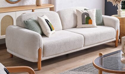 Medusa Home Mobilya - Begonvil Bohem Beyaz Üçlü Koltuk