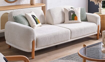 Medusa Home Mobilya - Begonvil Bohem Beyaz Üçlü Koltuk