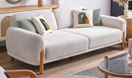 Medusa Home Mobilya - Begonvil Bohem Beyaz Üçlü Koltuk