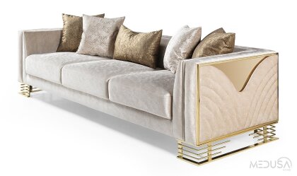 Medusa Home Mobilya - Bella Gold Üçlü Koltuk