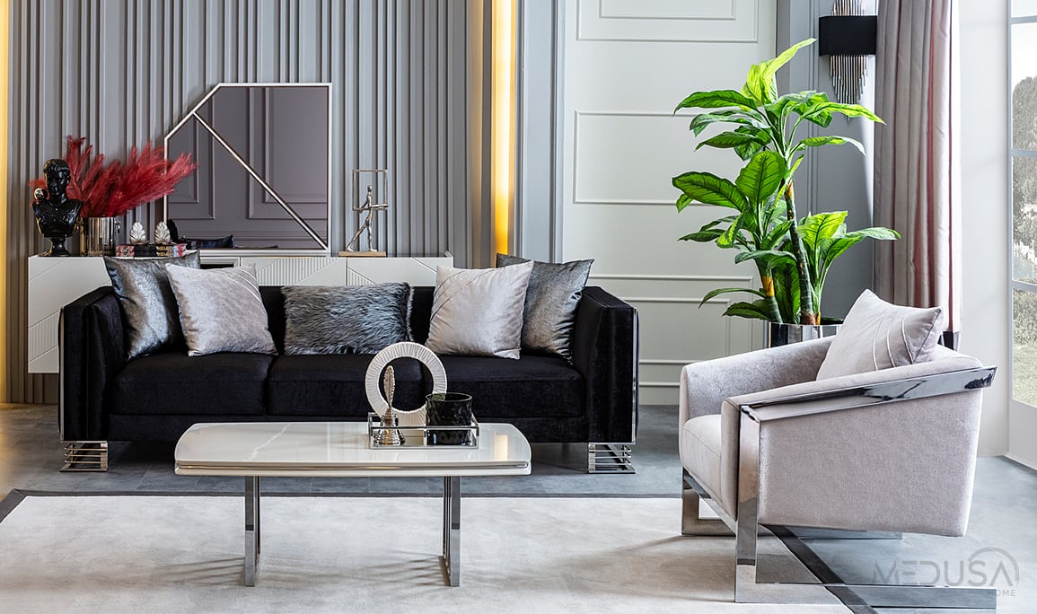 Medusa Home Mobilya - Bella Gümüş Koltuk Takımı