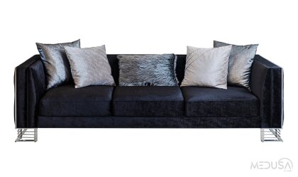 Medusa Home Mobilya - Bella Gümüş Üçlü Koltuk Antrasit