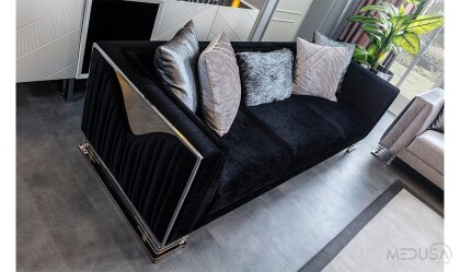 Medusa Home Mobilya - Bella Gümüş Üçlü Koltuk Antrasit