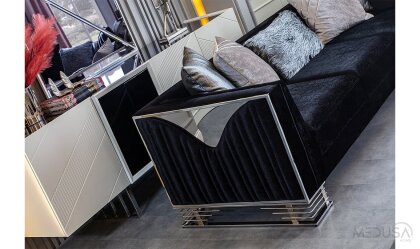 Medusa Home Mobilya - Bella Gümüş Üçlü Koltuk Antrasit