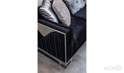 Medusa Home Mobilya - Bella Gümüş Üçlü Koltuk Antrasit