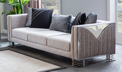 Medusa Home - Bella Gümüş Üçlü Koltuk Krem Medusa Home - Bella Gümüş Üçlü Koltuk Krem