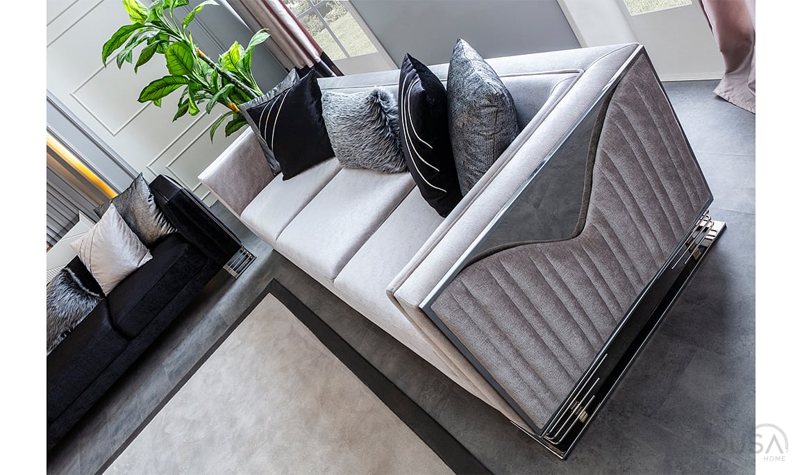 Medusa Home Mobilya - Bella Gümüş Üçlü Koltuk Krem