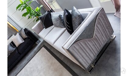 Medusa Home Mobilya - Bella Gümüş Üçlü Koltuk Krem