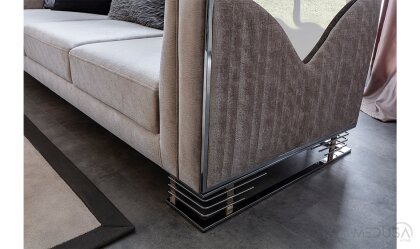 Medusa Home Mobilya - Bella Gümüş Üçlü Koltuk Krem