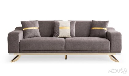 Medusa Home Mobilya - Bella Luxury Antrasit Üçlü Koltuk