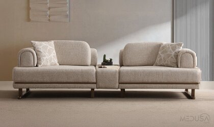 Medusa Home Mobilya - Bella Sehpalı Üçlü Koltuk
