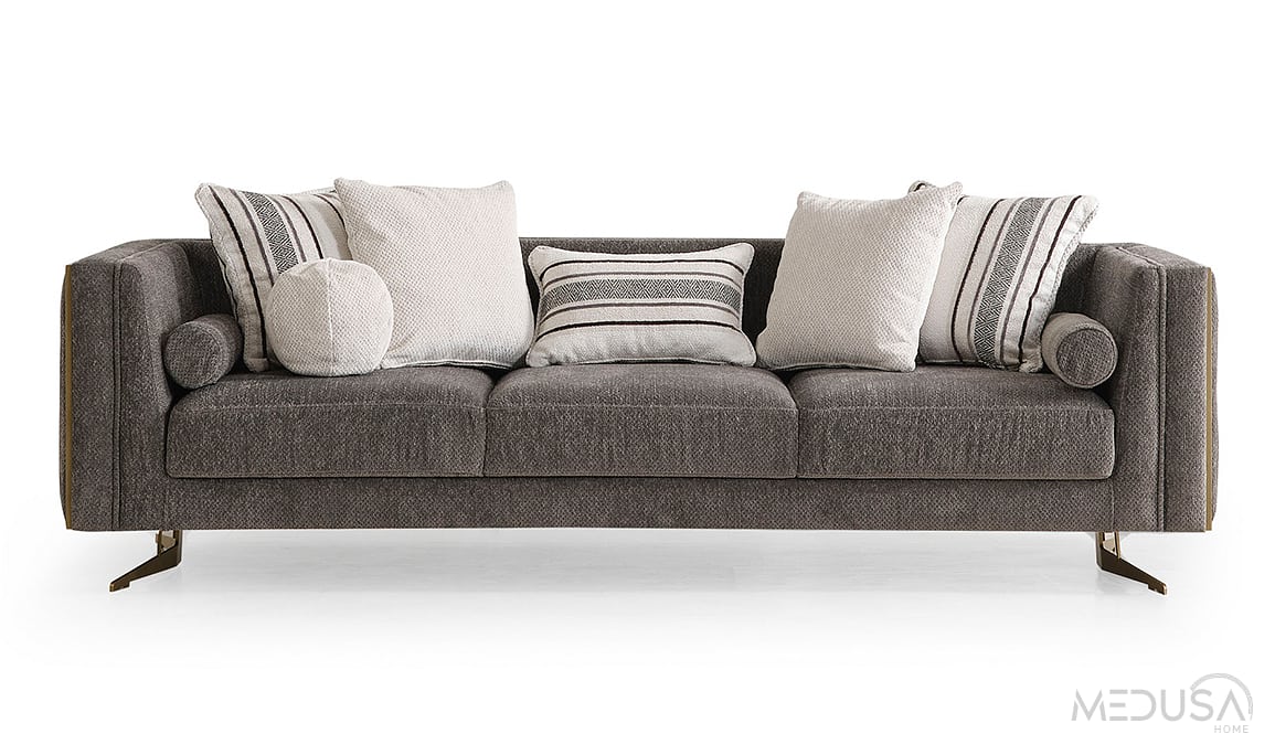 Medusa Home Mobilya - Bella Soft Vizon Üçlü Koltuk