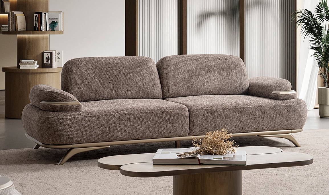 Medusa Home Mobilya - Belluno Kahve Üçlü Koltuk