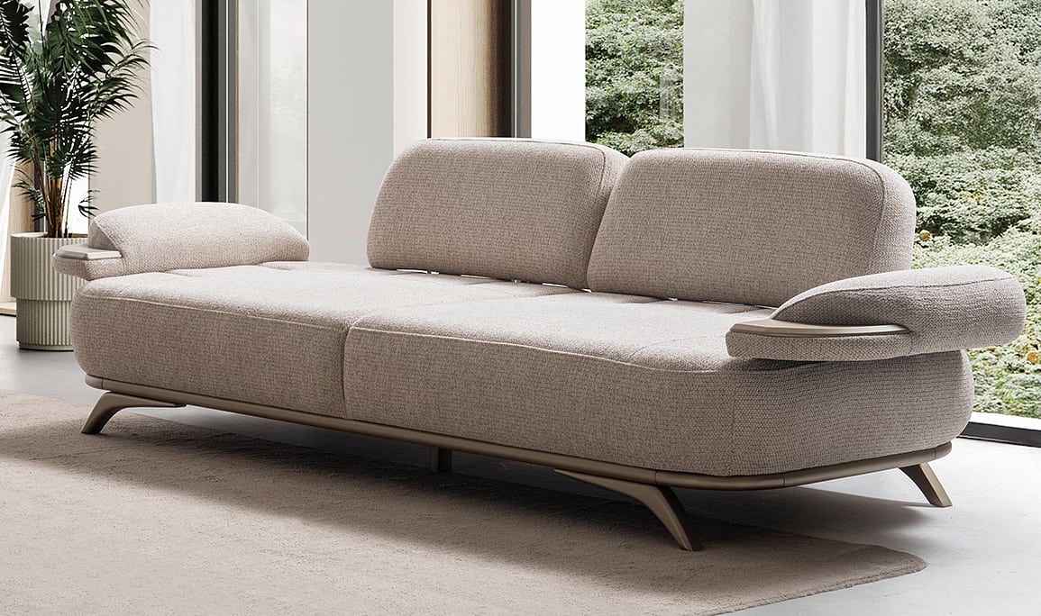 Medusa Home Mobilya - Belluno Krem Üçlü Koltuk