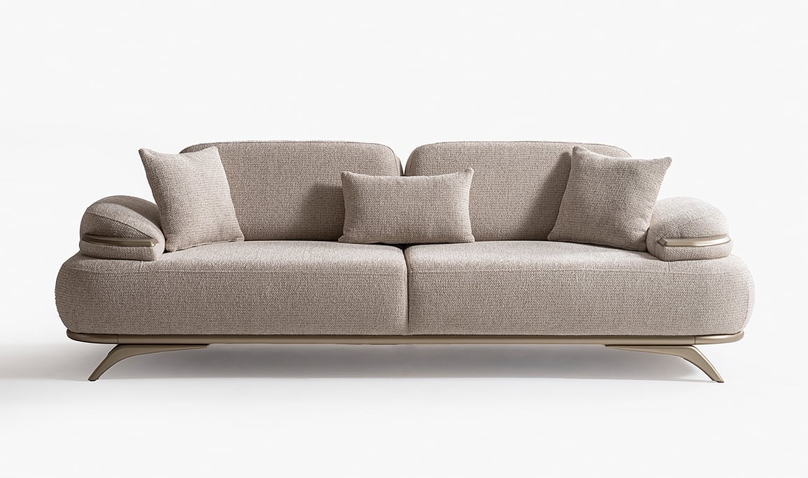 Medusa Home Mobilya - Belluno Krem Üçlü Koltuk