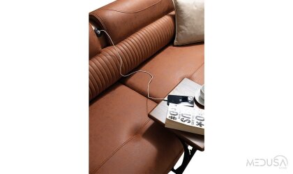 Medusa Home Mobilya - Beren Sehpalı ve USB'li Üçlü Koltuk