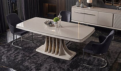 Medusa Home - Bergama Luxury Silver Yemek Masası