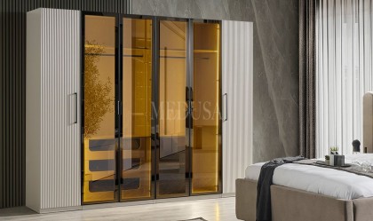 Medusa Home Mobilya - Beth Black 6 Kapılı Gardırop
