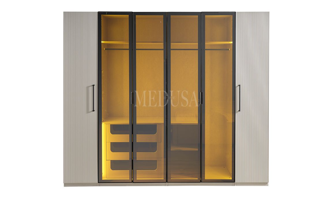 Medusa Home Mobilya - Beth Black 6 Kapılı Yatak Odası