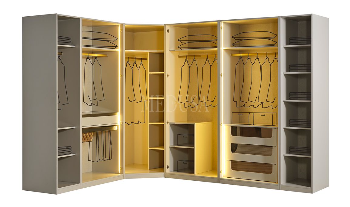 Medusa Home Mobilya - Beth Gold Köşe Gardırop