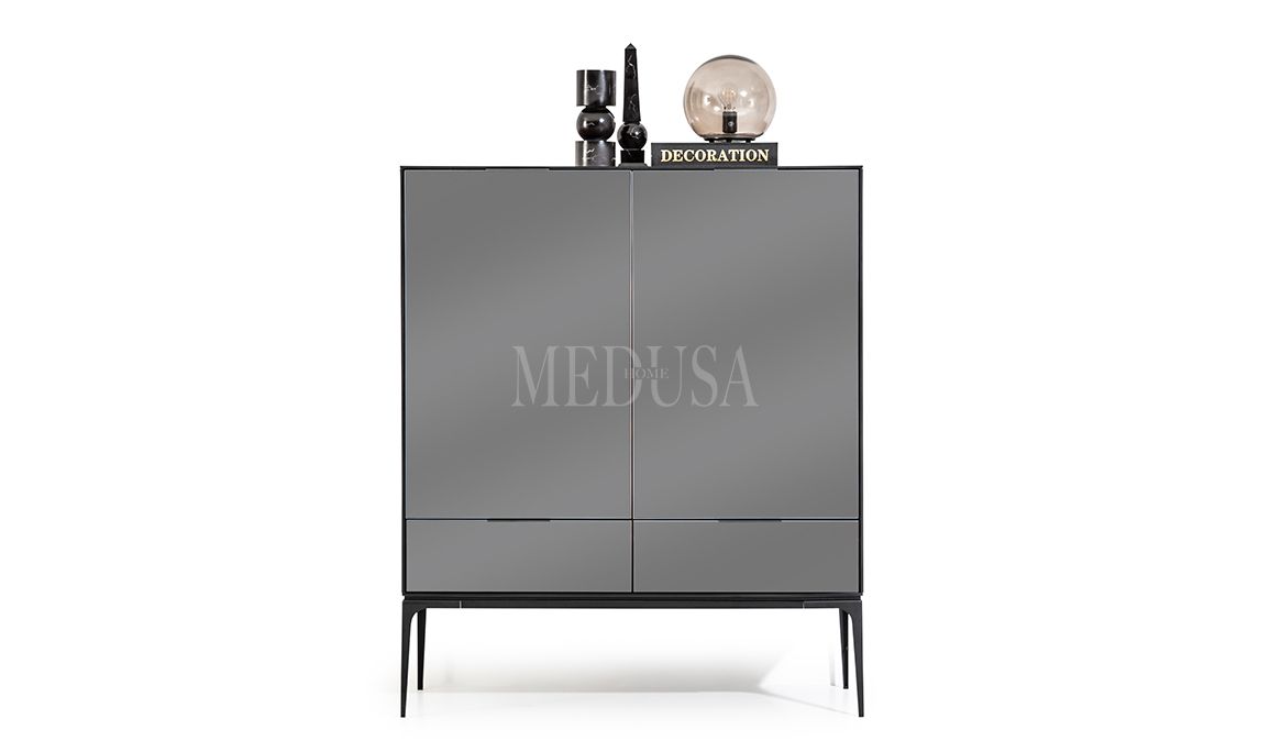 Medusa Home Mobilya - Black Silver Vitrin