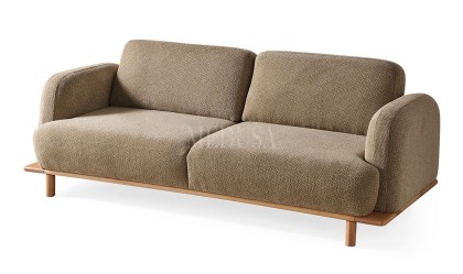 Medusa Home Mobilya - Bohem Ahşap Kahve Üçlü Koltuk