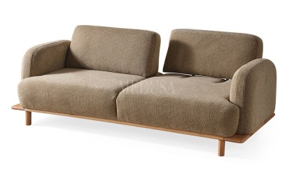 Medusa Home Mobilya - Bohem Ahşap Kahve Üçlü Koltuk