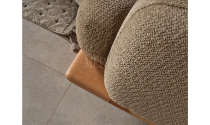 Medusa Home Mobilya - Bohem Ahşap Kahve Üçlü Koltuk