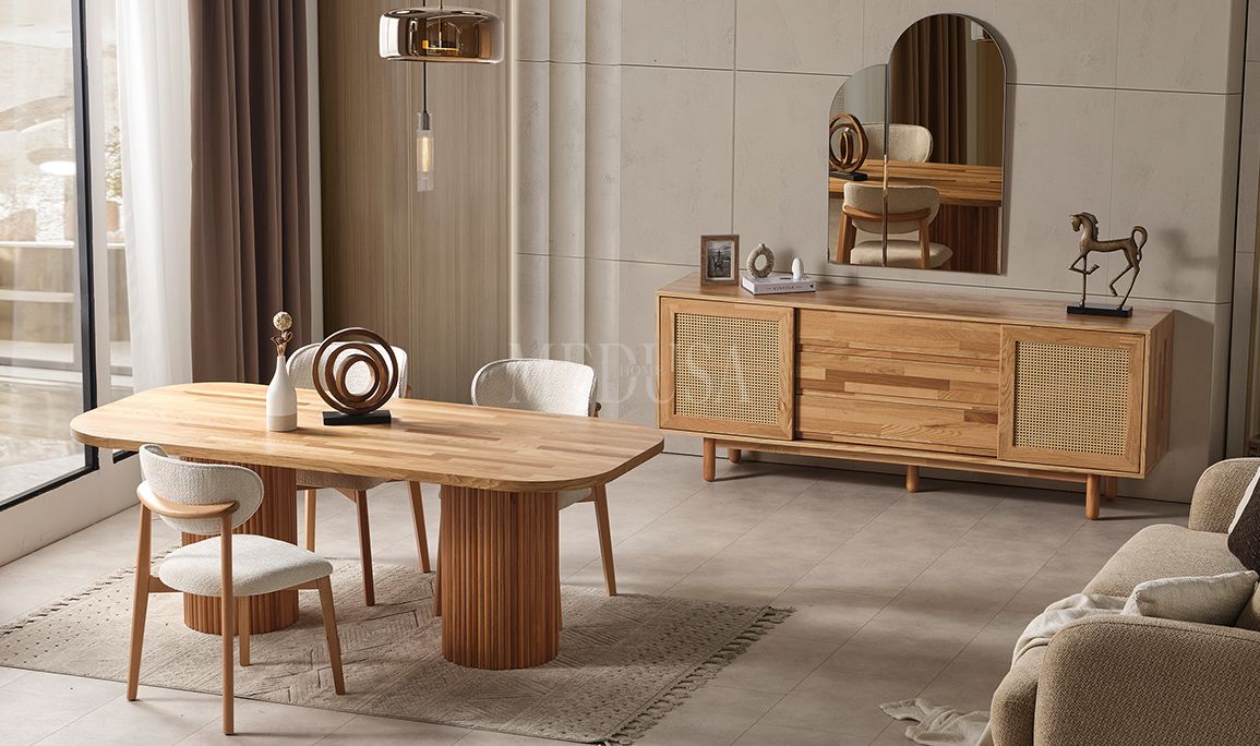 Medusa Home Mobilya - Bohem Ahşap Yemek Odası Round