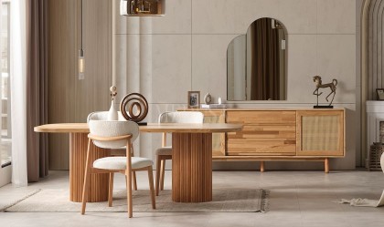 Medusa Home Mobilya - Bohem Ahşap Yemek Odası Round