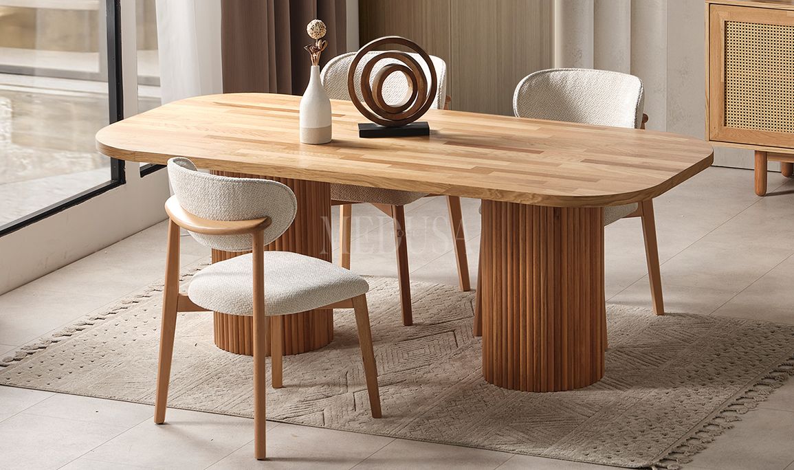 Medusa Home Mobilya - Bohem Ahşap Yemek Odası Round