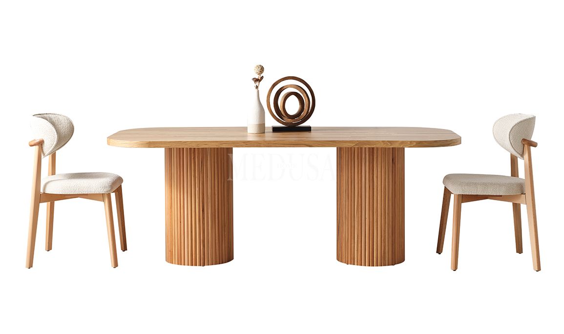 Medusa Home Mobilya - Bohem Ahşap Yemek Odası Round