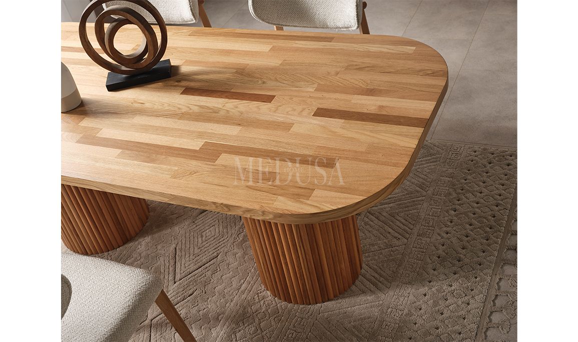 Medusa Home Mobilya - Bohem Ahşap Yemek Odası Round