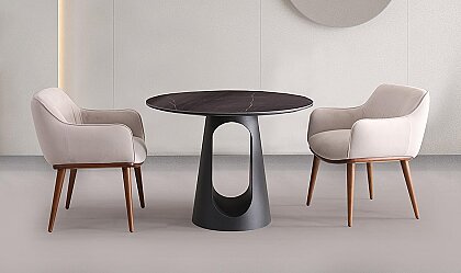 Medusa Home Mobilya - Boho Yuvarlak ve Porselen Mutfak Masası