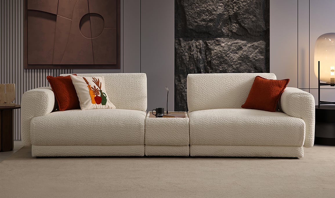 Medusa Home Mobilya - Boston Sehpalı Üçlü Koltuk