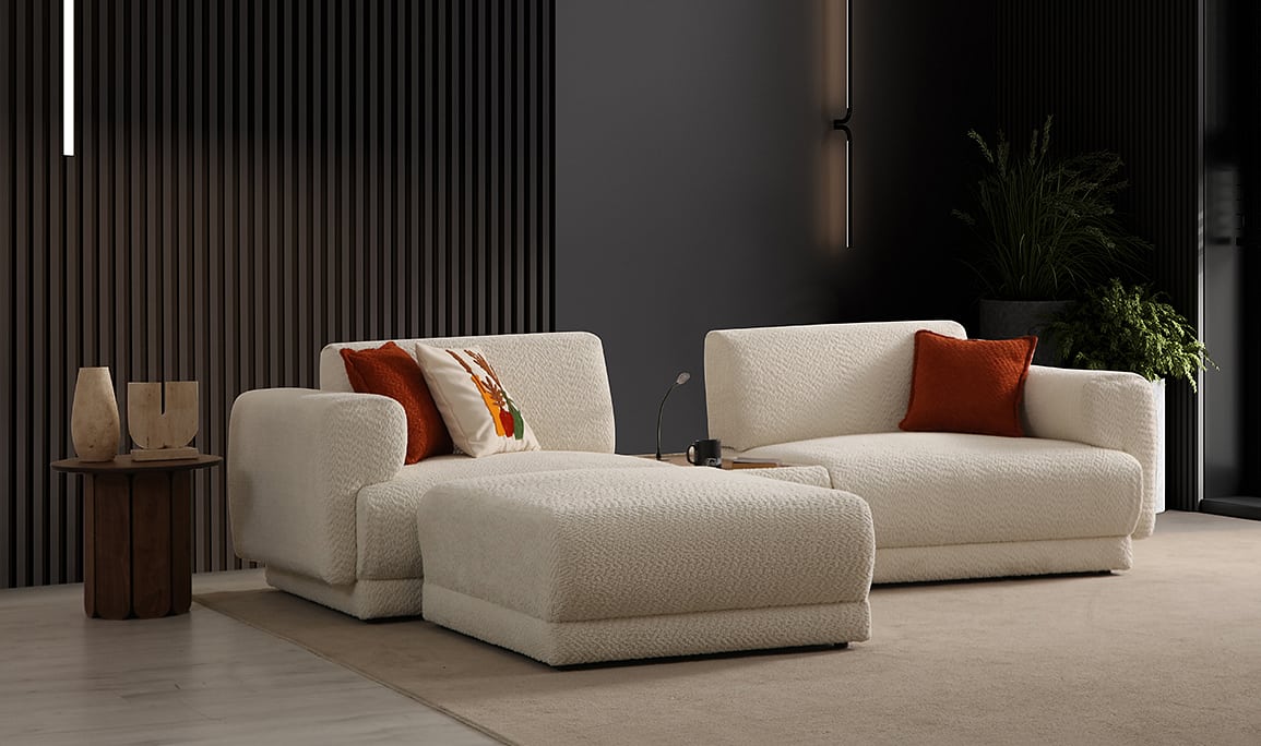 Medusa Home Mobilya - Boston Sehpalı Üçlü Koltuk