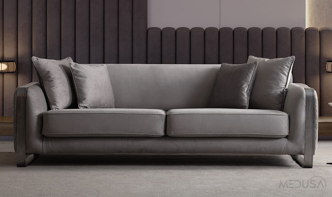 Medusa Home Mobilya - Bottega Gri Üçlü Koltuk