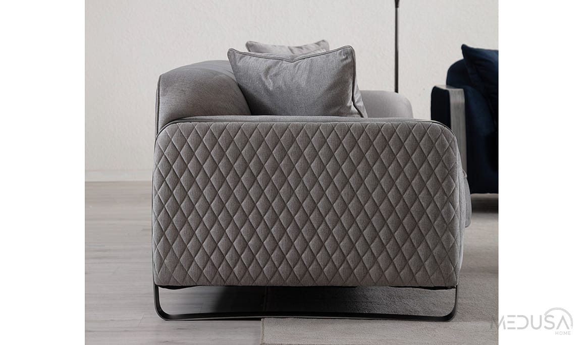 Medusa Home Mobilya - Bottega Gri Üçlü Koltuk