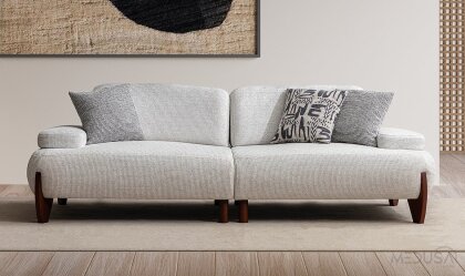Medusa Home Mobilya - Branson Beyaz Üçlü Koltuk