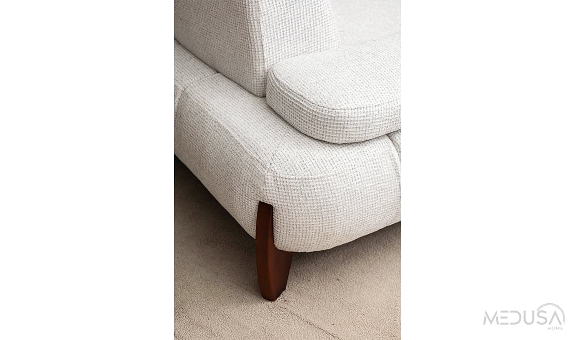 Medusa Home Mobilya - Branson Beyaz Üçlü Koltuk