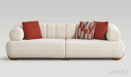 Medusa Home Mobilya - Brio Beyaz Üçlü Koltuk