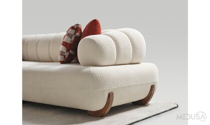 Medusa Home Mobilya - Brio Beyaz Üçlü Koltuk