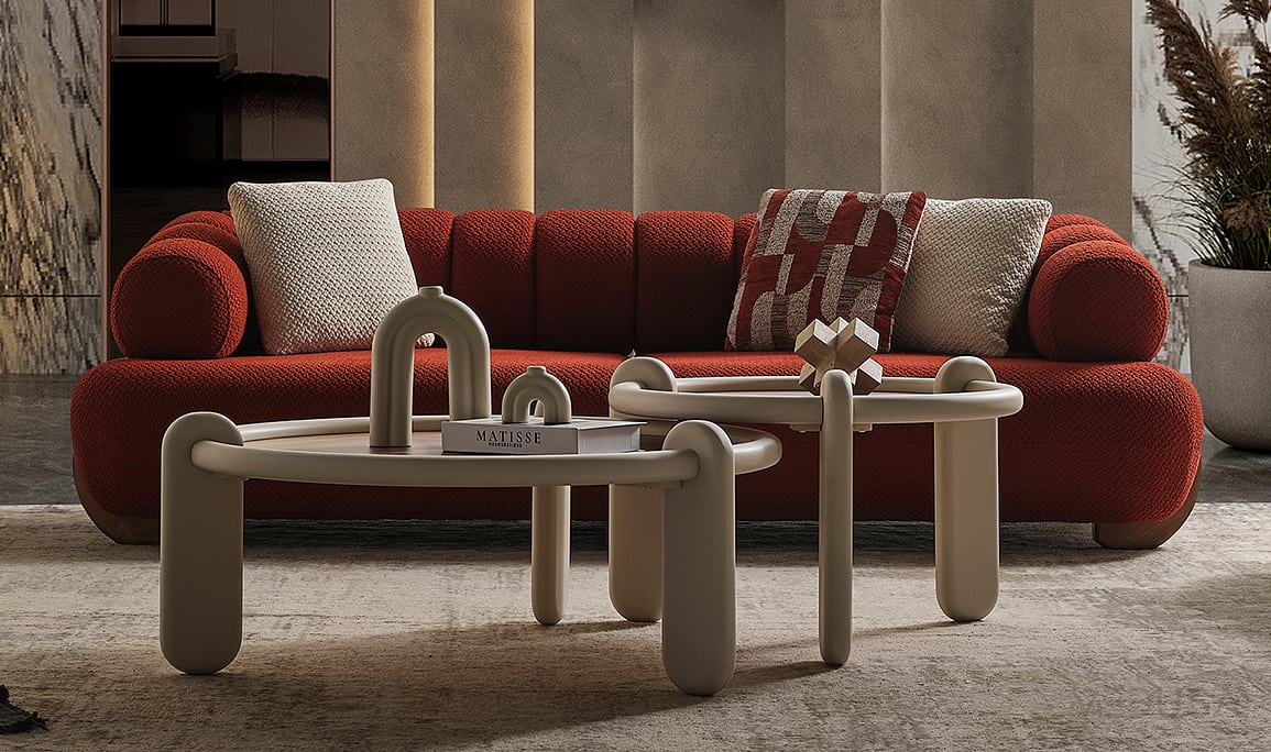 Medusa Home Mobilya - Brio Kırmızı Üçlü Koltuk
